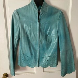 Lucien Piccard vintage laser cut leather jacket XS